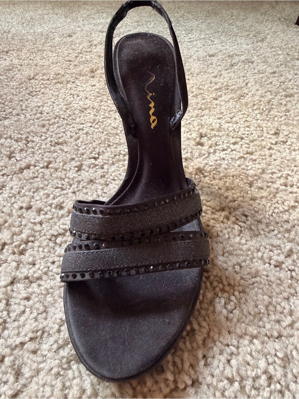Nina Black Strappy Slingback Sandal with Stud Accents